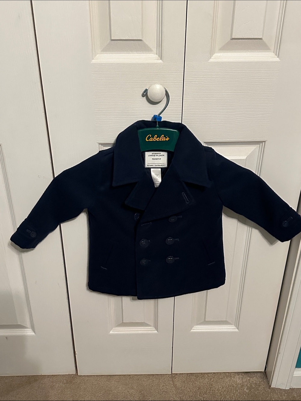 Janie and Jack Navy Double-Breasted Peacoat for Kids.  18-24 months